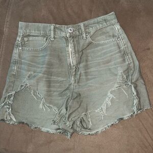 Muted olive green, distressed, American Eagle shorts